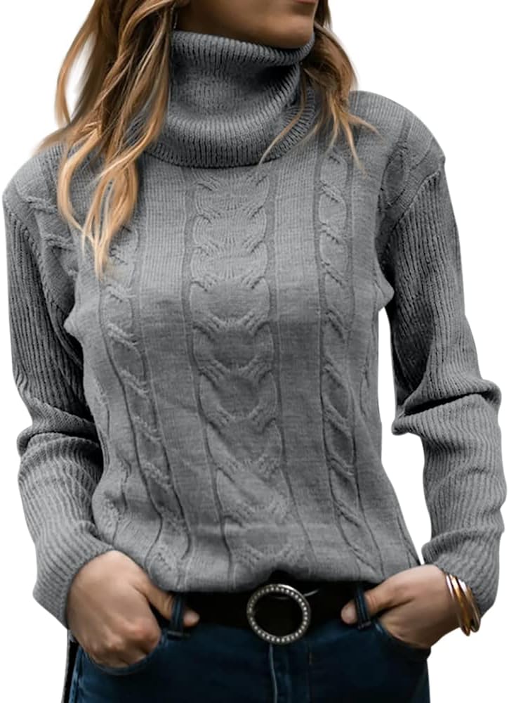 Langwyqu Womens Turtleneck Long Sleeve Cable Knit Sweater Review