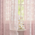 Pink Sheer Lace Curtains 84 in 2 Panels - Delicate Floral Decor