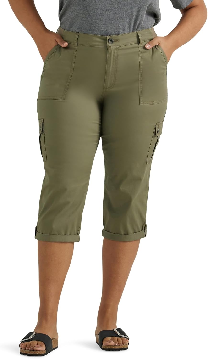 Lee Women's Plus Size Ultra Lux Comfort Flex-to-Go Cargo Capris