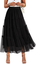 ZESICA Women's Elegant Tulle Maxi Skirt for Fall Fashion Style