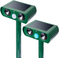 Solar Animal Repeller 2 Pack - Ultrasonic Outdoor Deterrent (Green)
