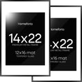 High-End 14x22 Black Picture Frame with Mat for Photos