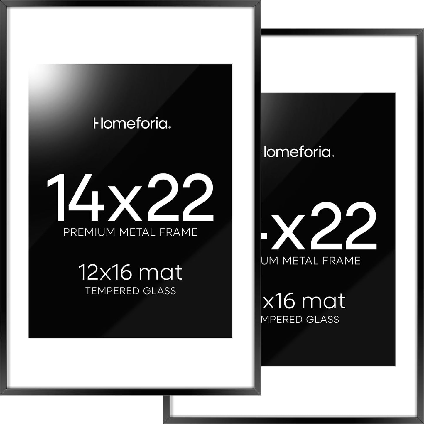 High-End 14x22 Black Picture Frame with Mat for Photos