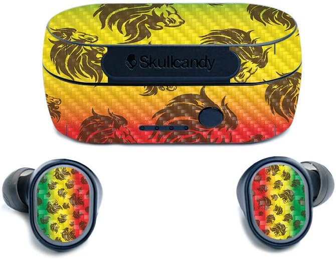 Protective Rasta Lion Carbon Fiber Skin for SkullCandy Sesh Earbuds