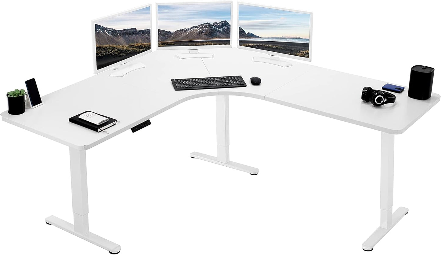 VIVO Electric Height Adjustable L-Shaped Stand Up Desk for Comfort