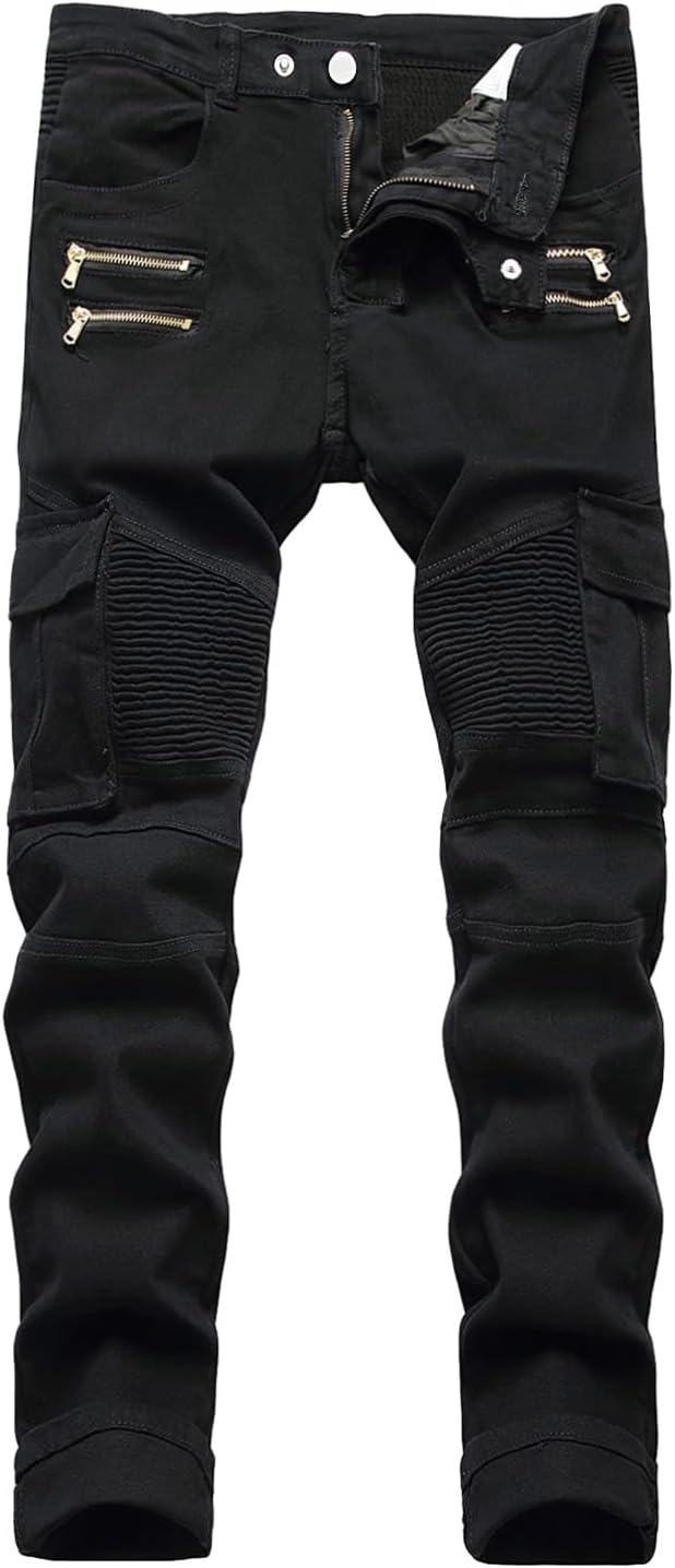 Baylvn Men's Designer Slim Fit Patchwork Jeans for Comfort