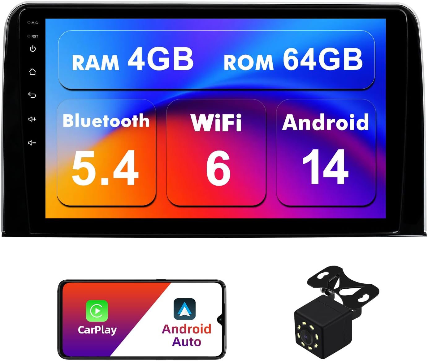 4+64G Android 14 Double Din Car Stereo for Honda CR-V 2017-2021
