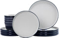 Melamine Dinnerware Sets for 4, 12-Pc Plate and Bowl Set - Durable