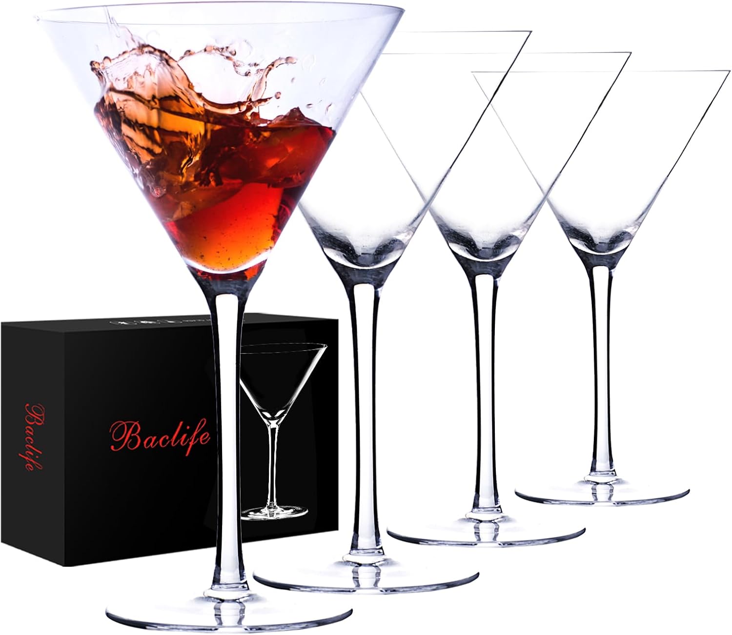 Handblown Crystal Coupe Glasses - Set of 4 - BACLIFE