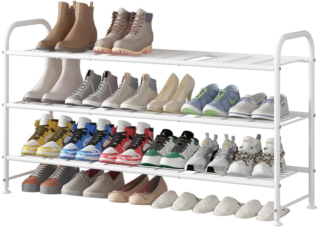 LINZINAR 3 Tier Shoe Rack Organizer for Closet Entryway Bedroom