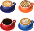 Yundu Ceramics Latte Cup and Saucer Set of 4 - 10 oz
