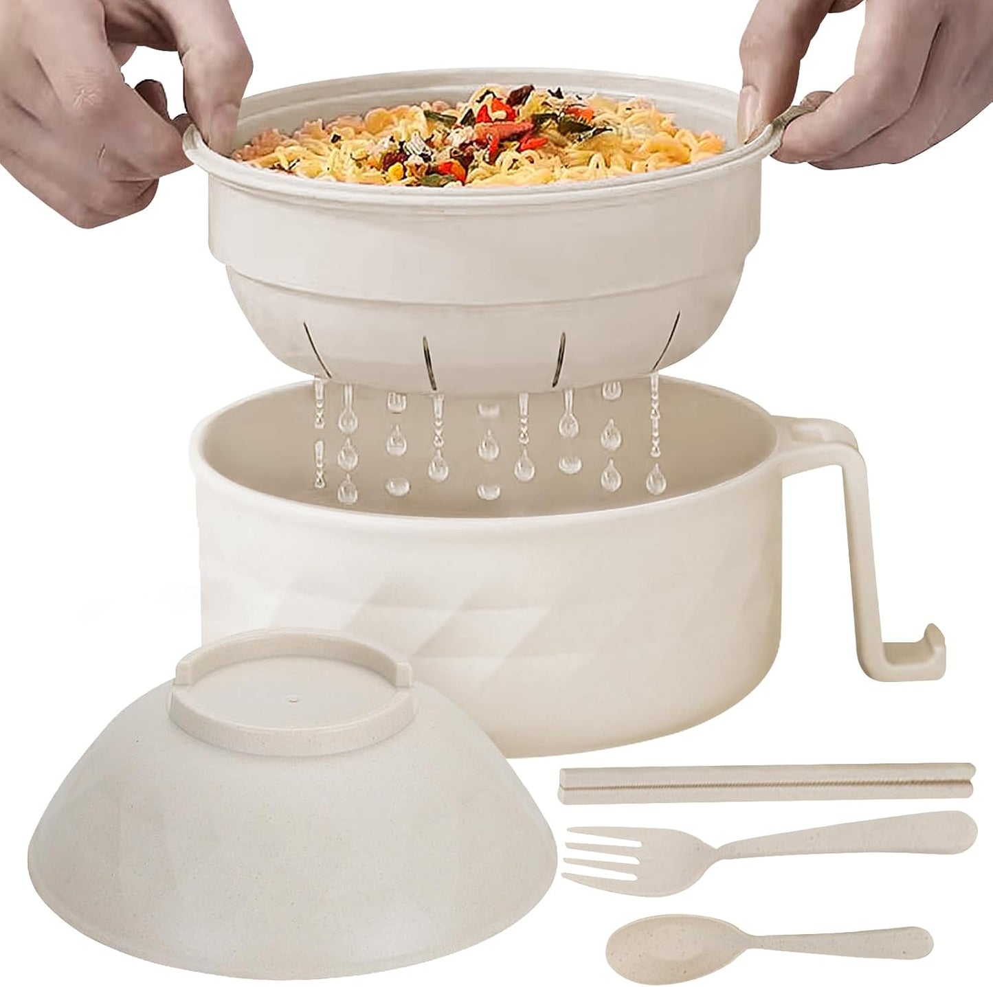 College Dorm Ramen Set: Microwave-Safe, BPA-Free, Includes Chopsticks & Spoon