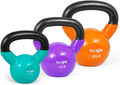Kettlebell Set 10/15/20 lb - Vinyl Coated Flat Bottom for Home