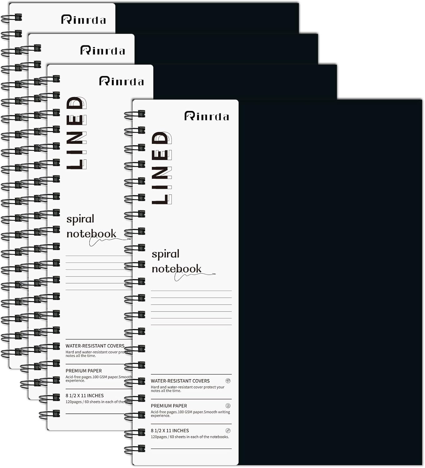 4-Pack 8.5 x 11 Hardcover Notebooks - 120 Pages, 100 GSM Paper