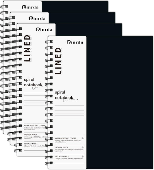 4-Pack 8.5 x 11 Hardcover Notebooks - 120 Pages, 100 GSM Paper