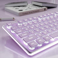 EWEADN GX710S White Backlit Wired USB Keyboard - Quiet Pudding Keys