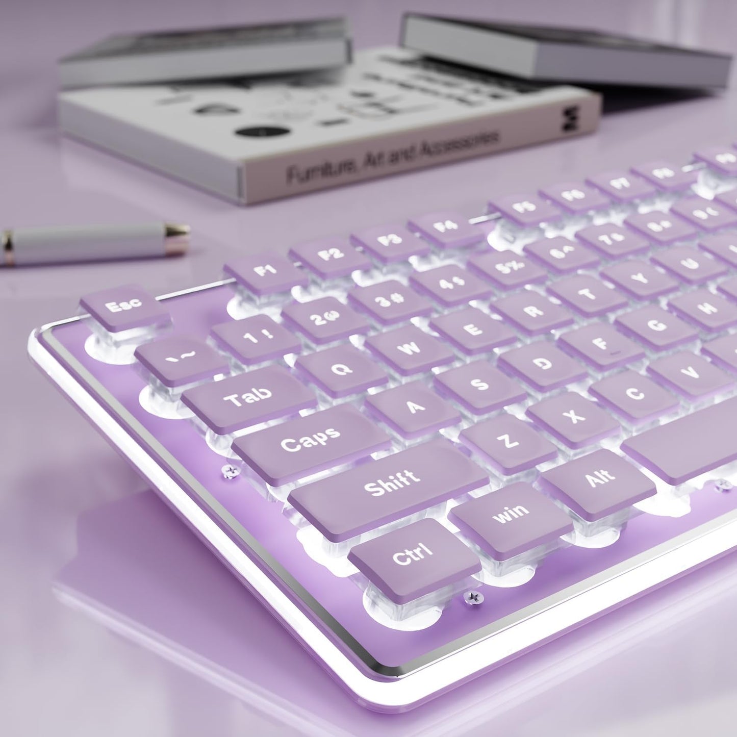 EWEADN GX710S Backlit Computer Keyboard with Pudding Keycaps