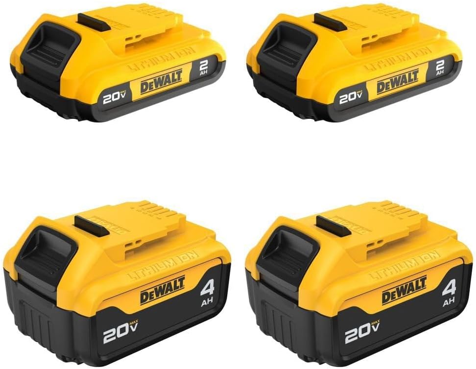 DEWALT 20V MAX Lithium Ion Battery 4-Pack with LED Indicators