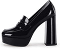 Womens Platform Heels Loafers Chunky Block Heel Patent - Dress