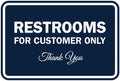 Classic Framed Restroom Sign (Navy Blue/White) - Small 10 Pack