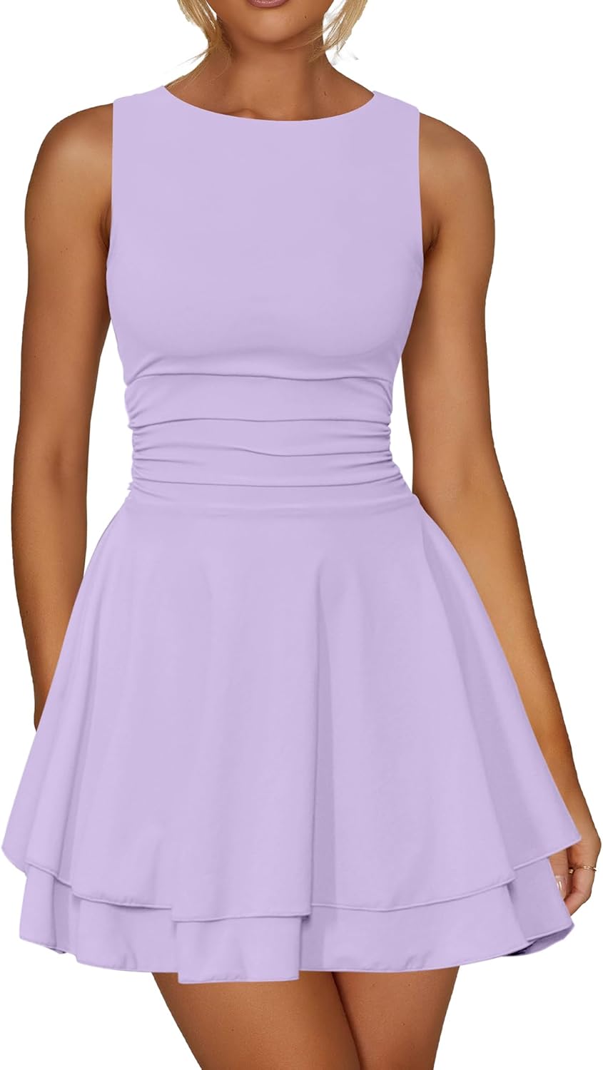 Kaximil Women's Ruffle Hem Boat Neck Mini Dress for Parties