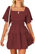 Shy Velvet Women's Summer Dress Square Neck Mini - Lightweight Cotton