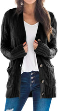 Goranbon Women's Cable Knit Cardigan Long Sleeve - Cozy Layered Fit