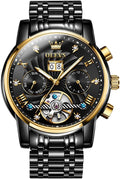 OLEVS Men Automatic Skeleton Watch 41mm - Classic Mechanical Timepiece