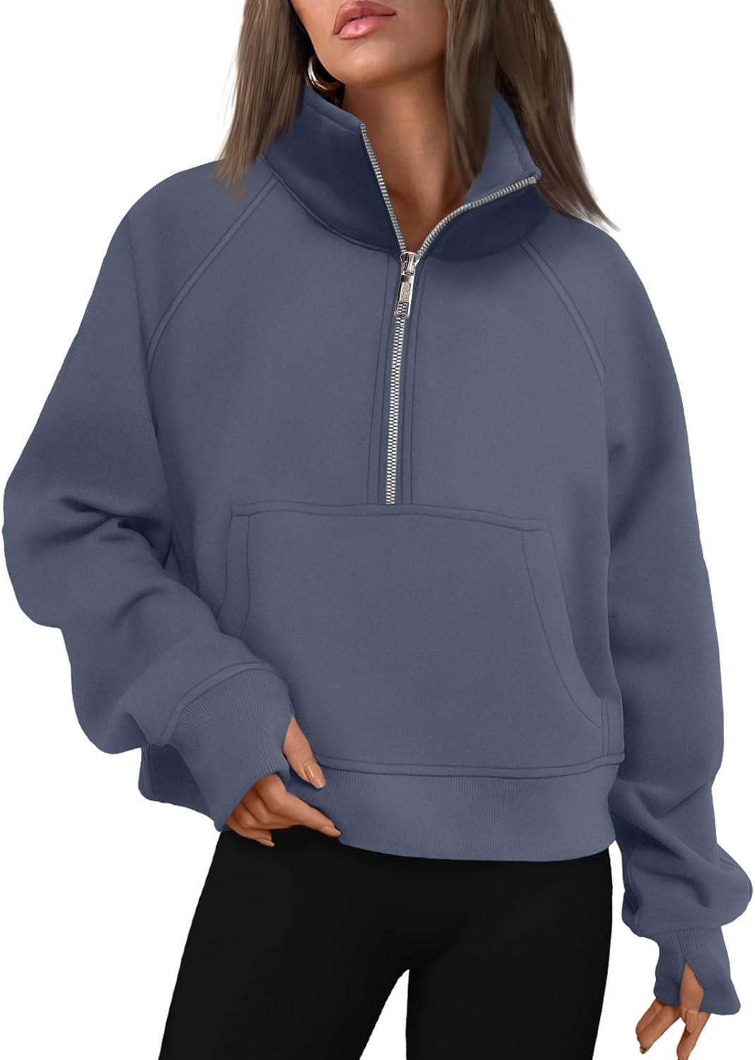 AUTOMET Womens Sweatshirts Half Zip Cropped Pullover for Fall