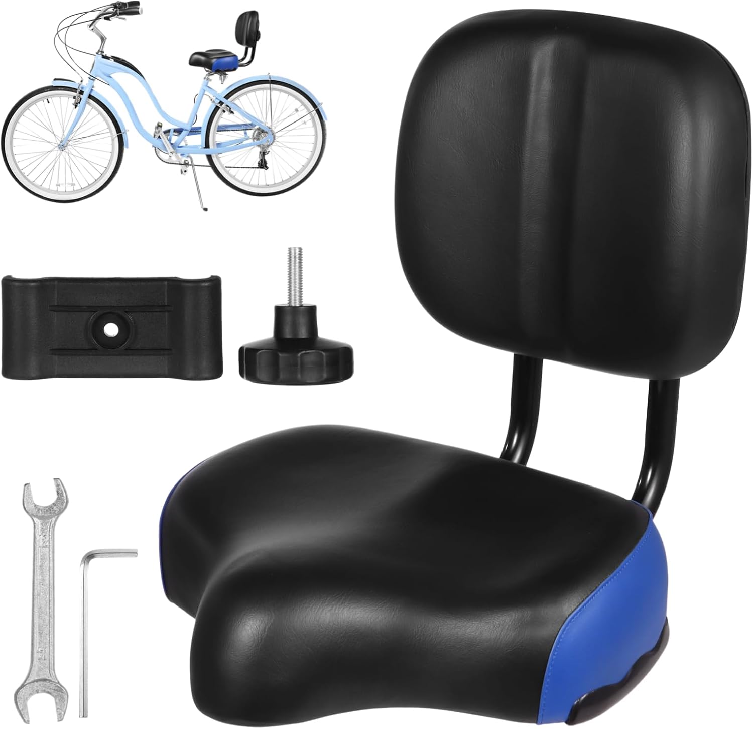 Bike Seat with Backrest - Oversized Bicycle Saddle for Comfort