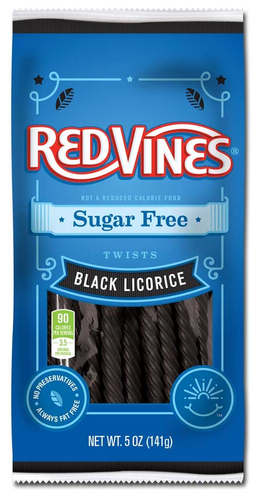 Red Vines Sugar Free Black Licorice Candy - 5 oz. Bag Delight