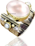 Women 10x14 MM Oval Gemstone 925 Sterling Silver Wide Band Ring