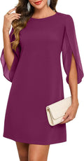 Women's 2025 Flutter Sleeve Chiffon Cocktail Dress - Travel Friendly