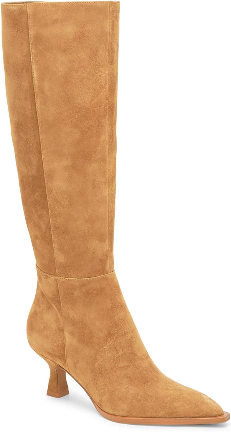 Coutgo Womens Knee High Boots with Kitten Low Heel for Style