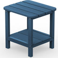 SERWALL Adirondack Table Outdoor Side Table - Blue - Double Deck