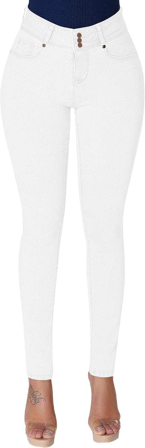 Roswear Womens High Waisted Stretchy Skinny Jeans for Curves