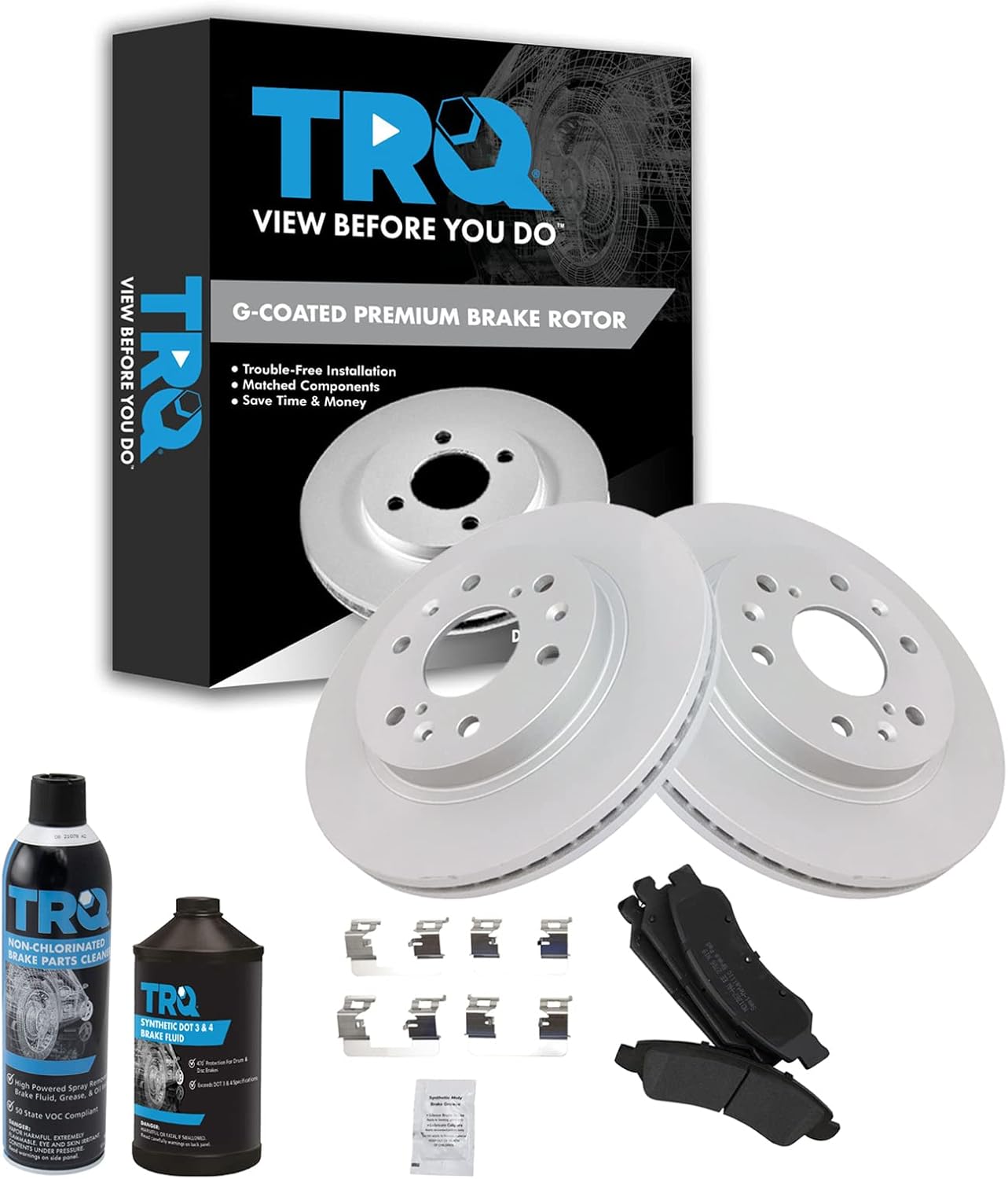 TRQ Front Brake Pad & Rotor Kit for Cadillac and Chevrolet Vehicles