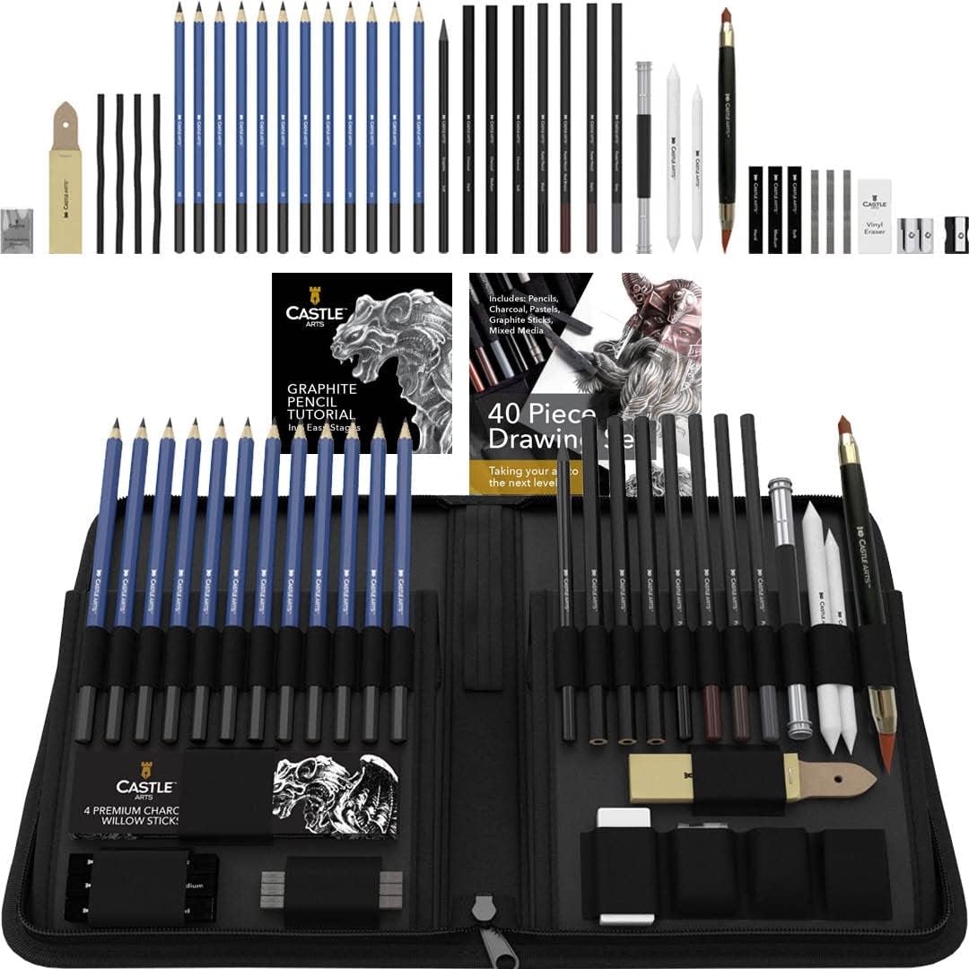 40 Piece Premium Drawing and Sketching Set for Artists and Beginners