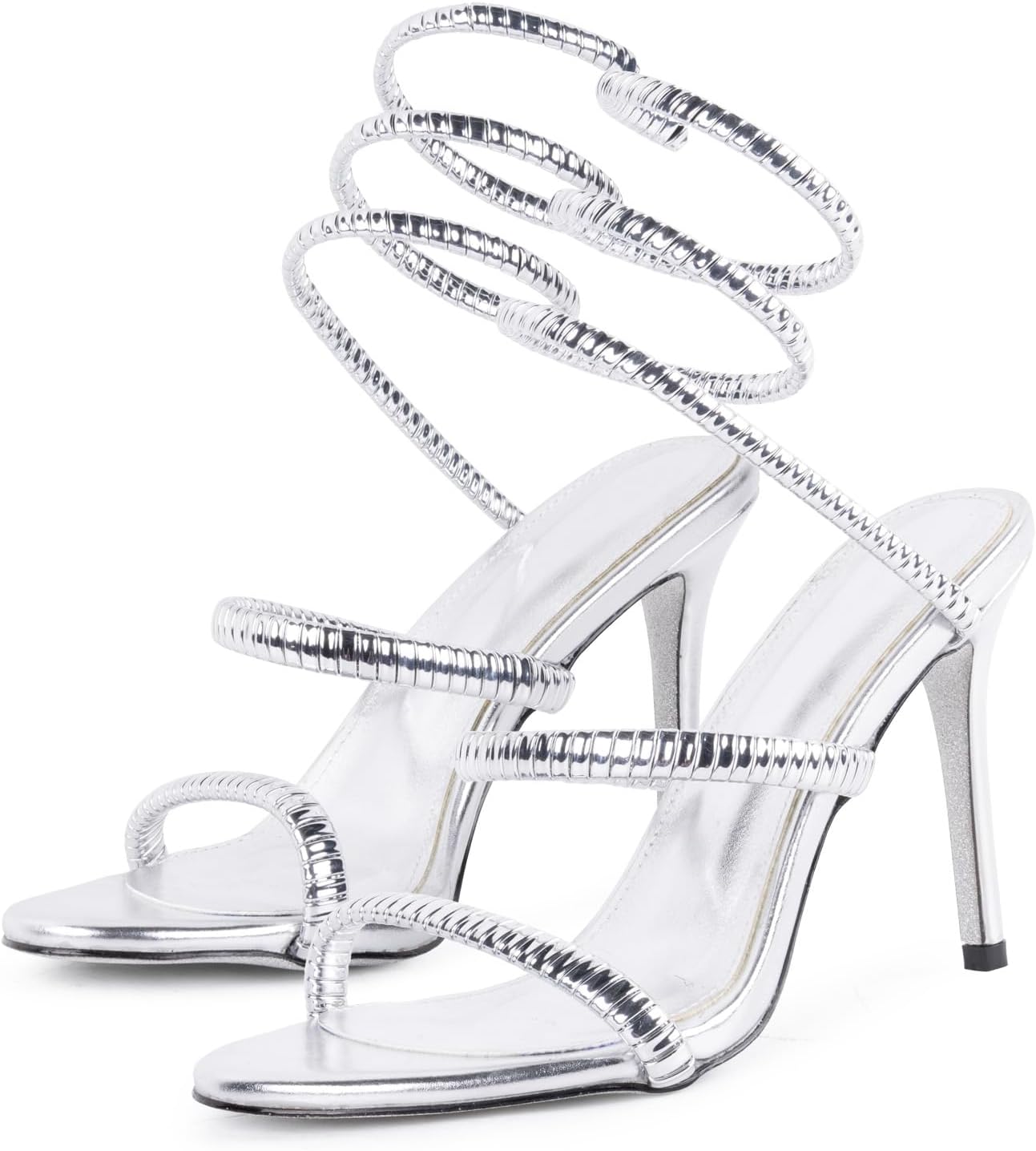 Perixir Gold Sparkly Rhinestone Heeled Sandals for Women