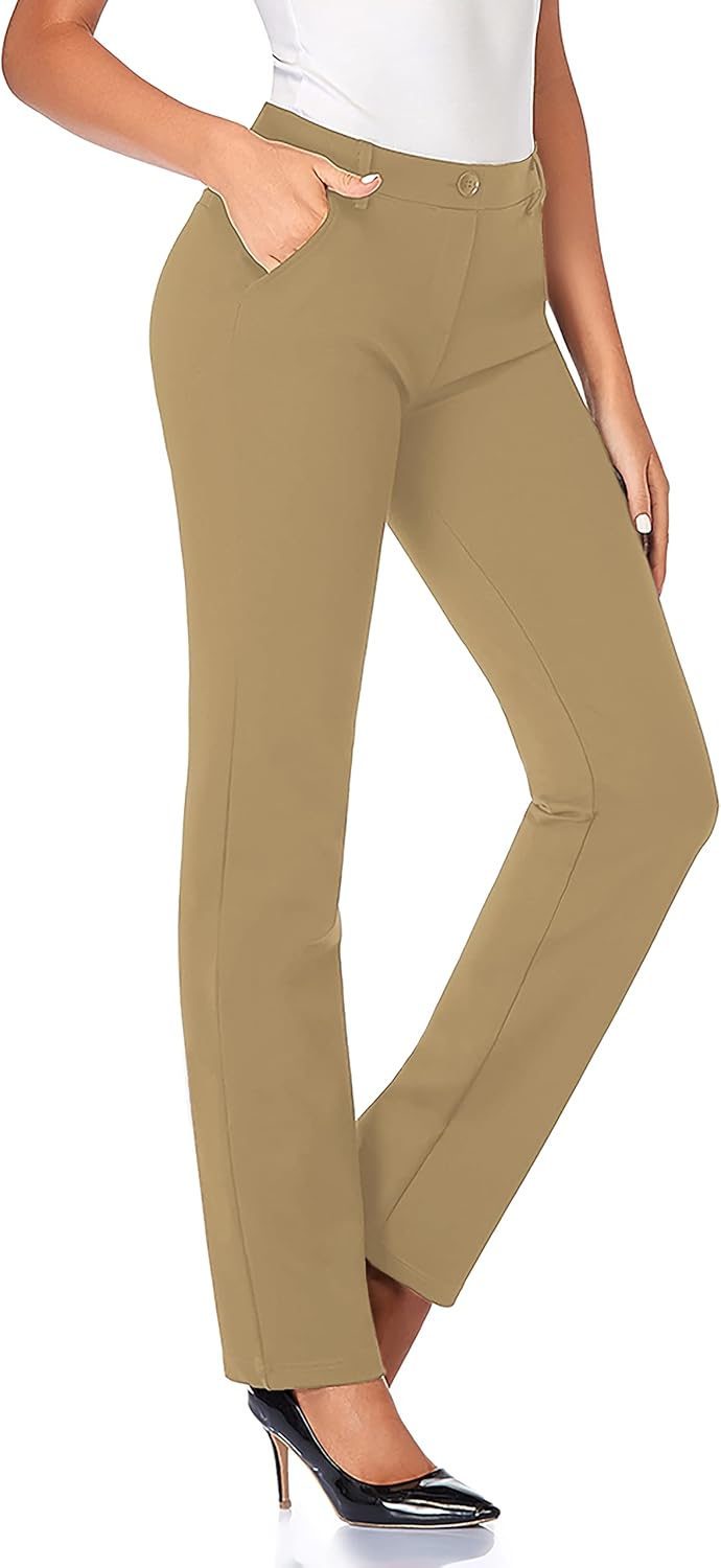 Tapata Women's Stretchy Straight Dress Pants with Pockets