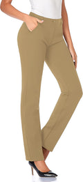 Women's Stretchy Straight Dress Pants with 5 Inseam Lengths - Office