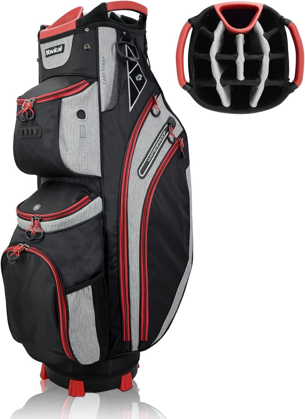 Yovital 14 Way Golf Cart Bag: Classy Design, Full Length with Cooler & Rain Hood!