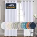 White Blackout Curtains Linen 96 in Panels - 100% Room Darkening