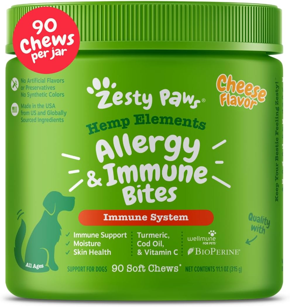 Zesty Paws Dog Allergy Relief - Omega 3 Probiotics Soft Chews