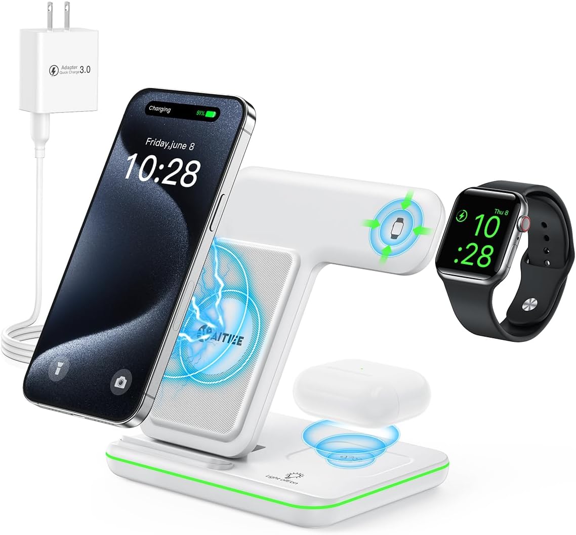 Fast 15W 3-in-1 Wireless Charger for Apple Watch, AirPods & iPhone|