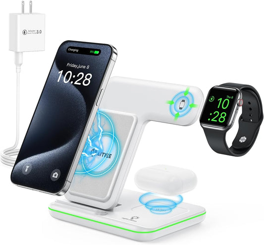 Fast 15W 3-in-1 Wireless Charger for Apple Watch, AirPods & iPhone|