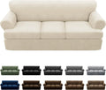 T Cushion Sofa Slipcovers Leather Look for 3 Cushion Couch - Ivory