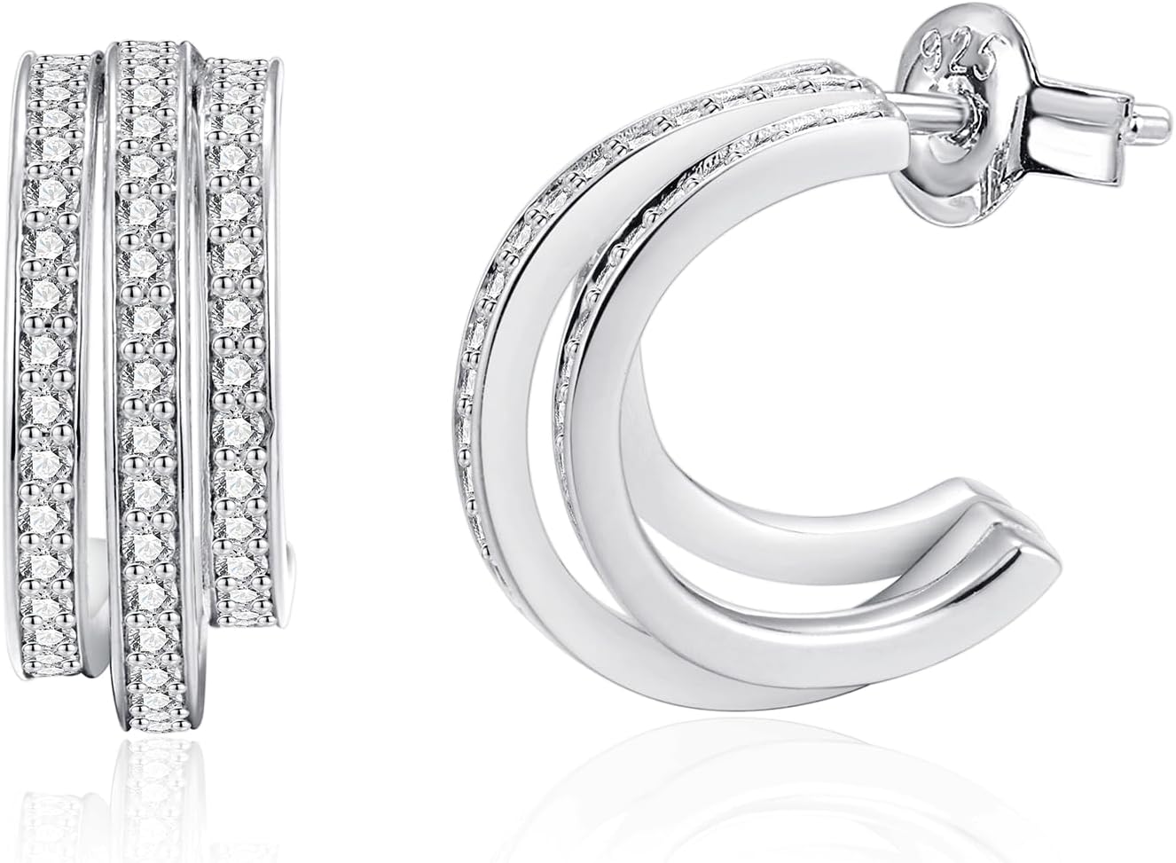 IMOLOVE Huggie Ear Cuffs - Moissanite Stud Earrings for Women