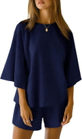 Tankaneo Womens Pajama Sets 3/4 Sleeve Oversized Tops and Shorts first