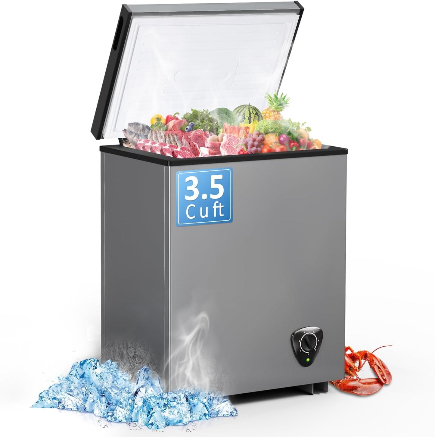 Compact Deep Freezer with Adjustable Temperature Control and Basket
